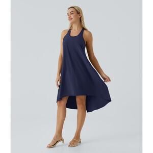 Halara Breezeful Pocket High Low Flowy QuickDry Casual Dress Patriot Blue NWT L